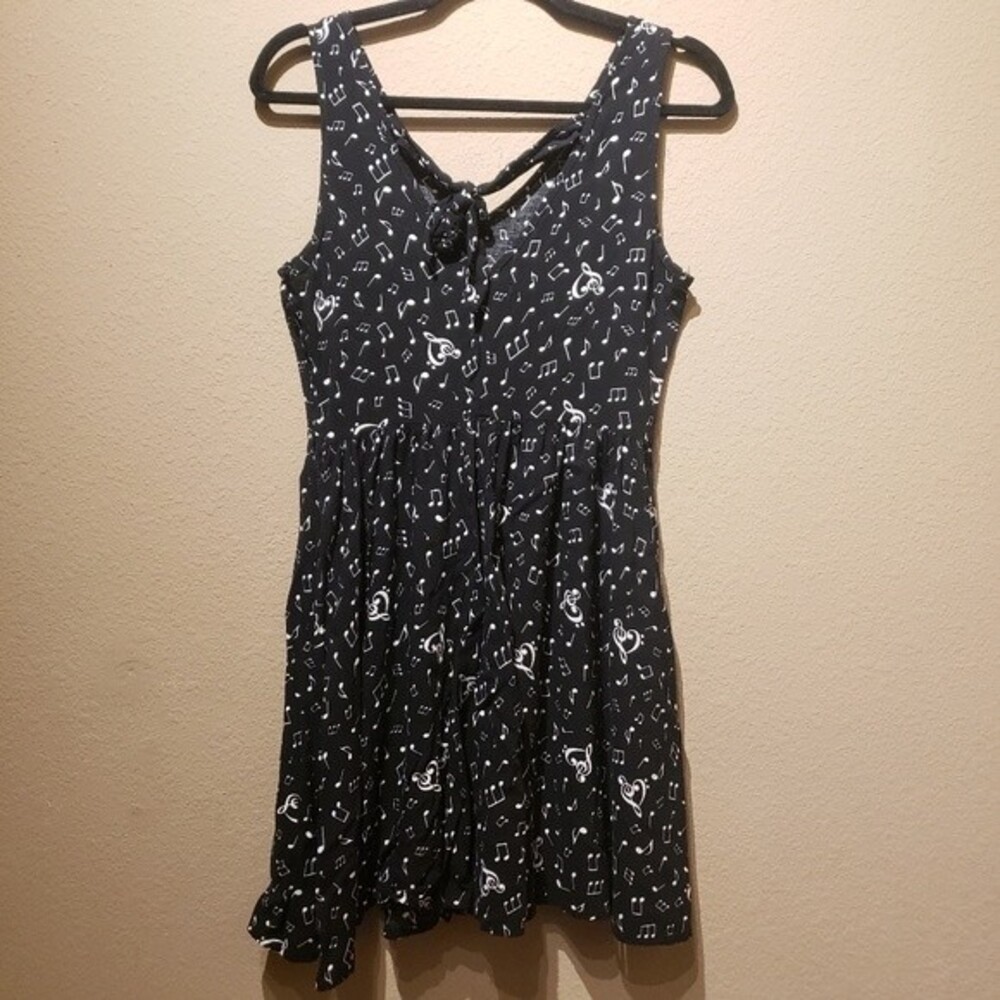 Hot Topic Fit and Flare Black White Music Note Dress Size Small - Picture 3 of 7